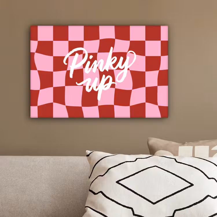Pinky up - Geblokt - Bordeauxrood canvas 2cm klein -sfeer3