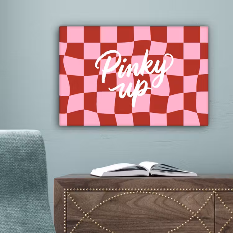 Pinky up - Geblokt - Bordeauxrood canvas 2cm klein -sfeer4
