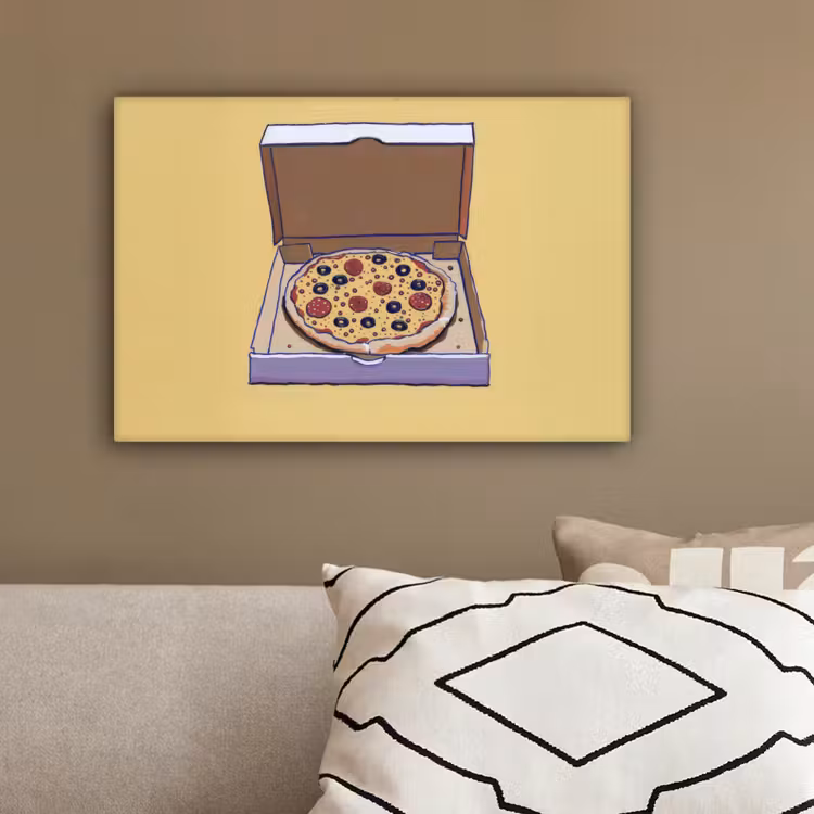 Pizza - Doos - Salami - Illustratie canvas 2cm klein -sfeer3