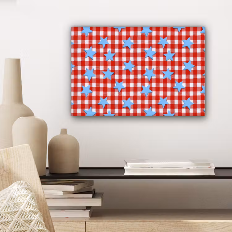 Ruit - Sterren - Rood canvas 2cm klein 34 -sfeer6