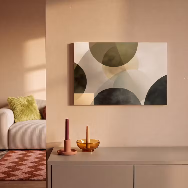 Vlakken - Abstract - Beige - Cirkels canvas 2cm klein -sfeer1