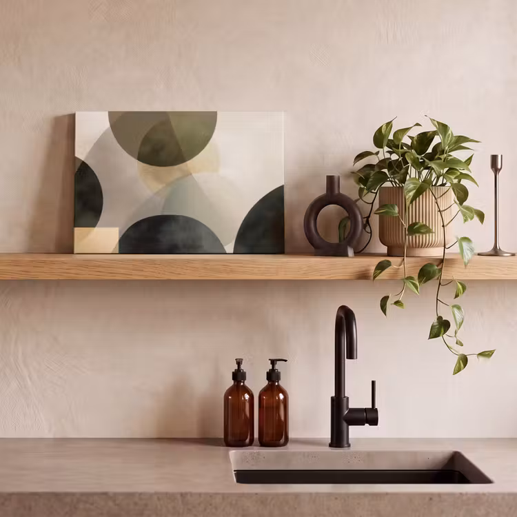Vlakken - Abstract - Beige - Cirkels canvas 2cm klein -sfeer3