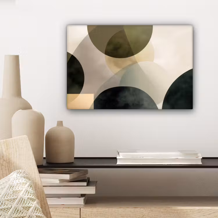 Vlakken - Abstract - Beige - Cirkels canvas 2cm klein -sfeer6