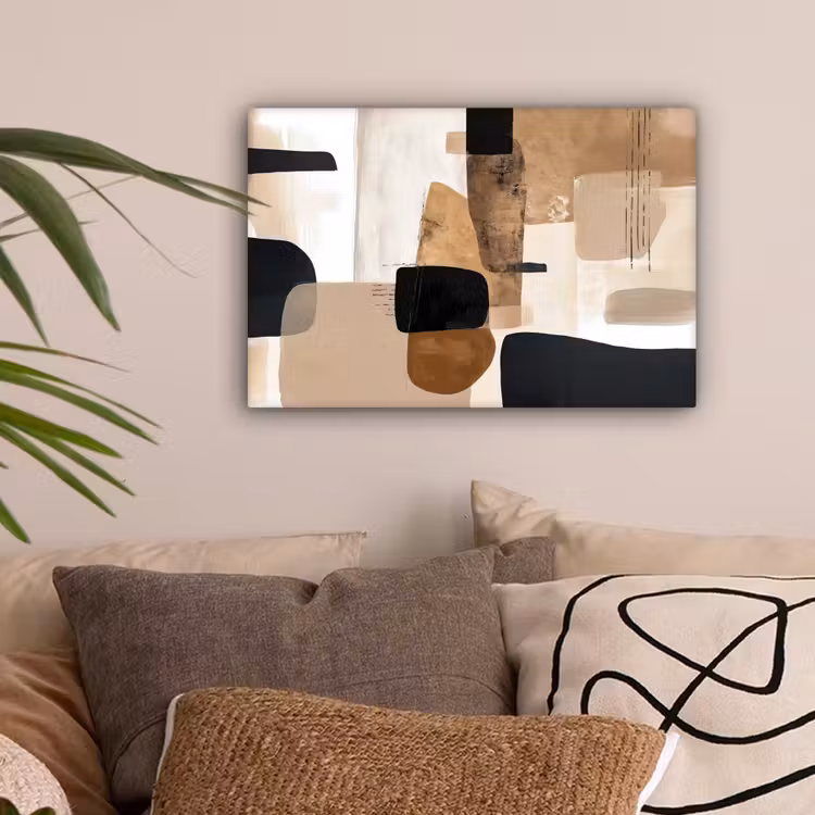 Vlakken - Abstract - Zwart - Strepen canvas 2cm klein -sfeer1