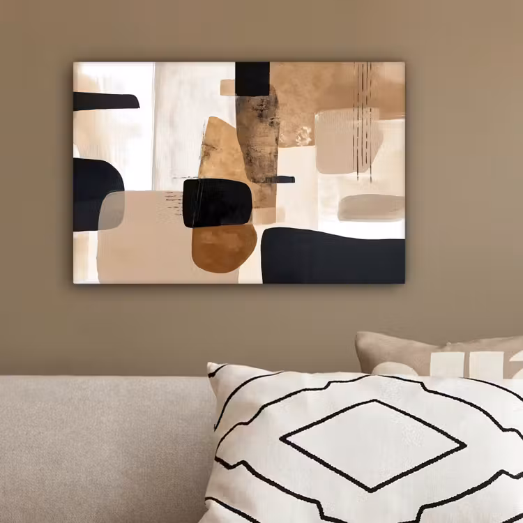 Vlakken - Abstract - Zwart - Strepen canvas 2cm klein -sfeer3