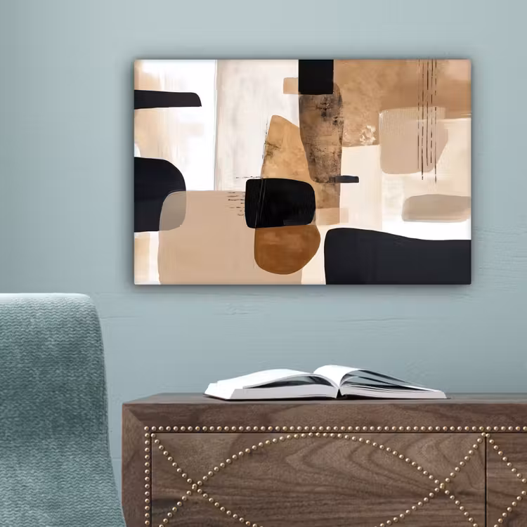 Vlakken - Abstract - Zwart - Strepen canvas 2cm klein -sfeer4