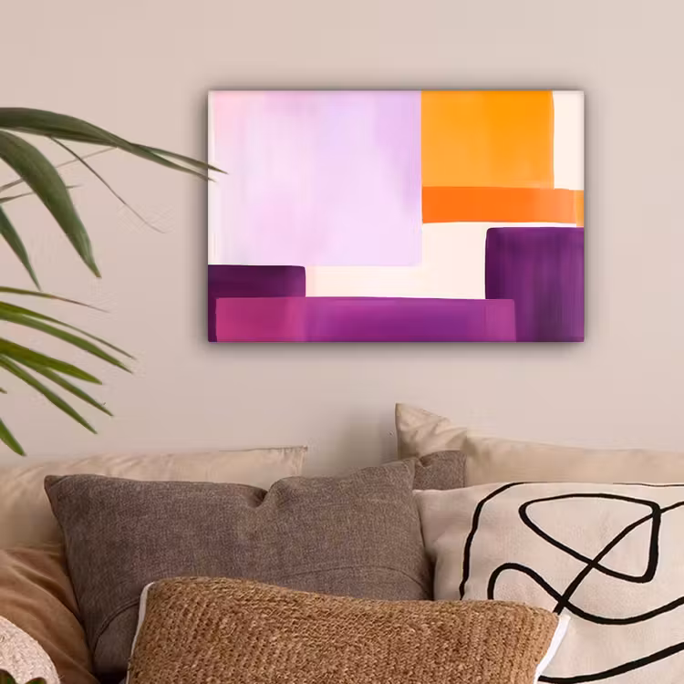 Vlakken - Abstract - Rechthoekig - Oranje canvas 2cm klein -sfeer1