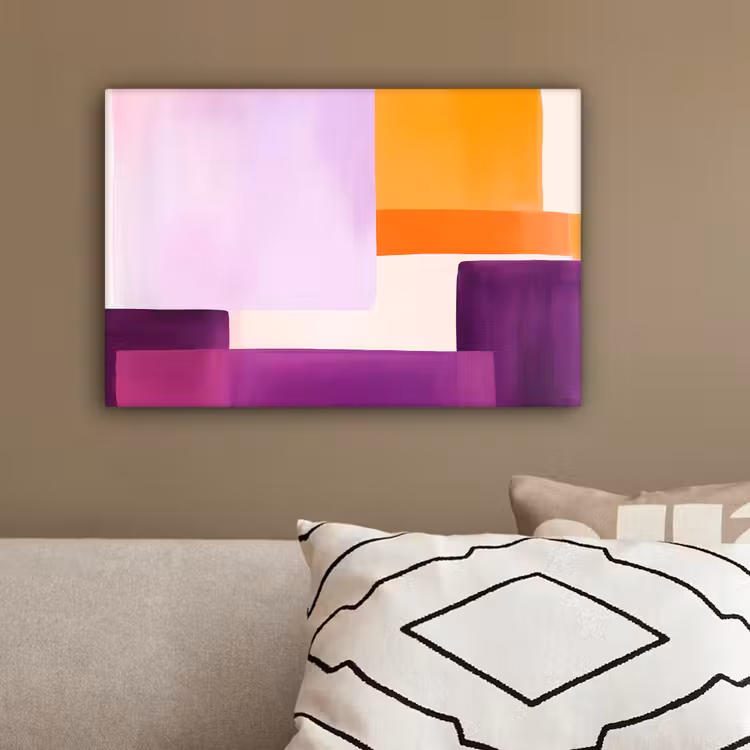Vlakken - Abstract - Rechthoekig - Oranje canvas 2cm klein -sfeer3