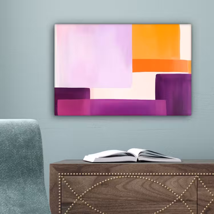 Vlakken - Abstract - Rechthoekig - Oranje canvas 2cm klein -sfeer4