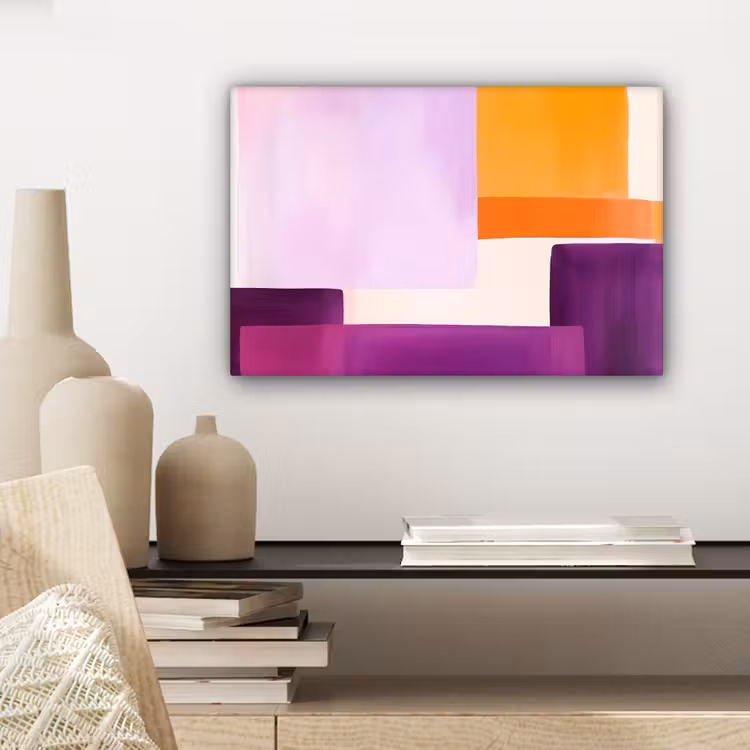Vlakken - Abstract - Rechthoekig - Oranje canvas 2cm klein -sfeer6