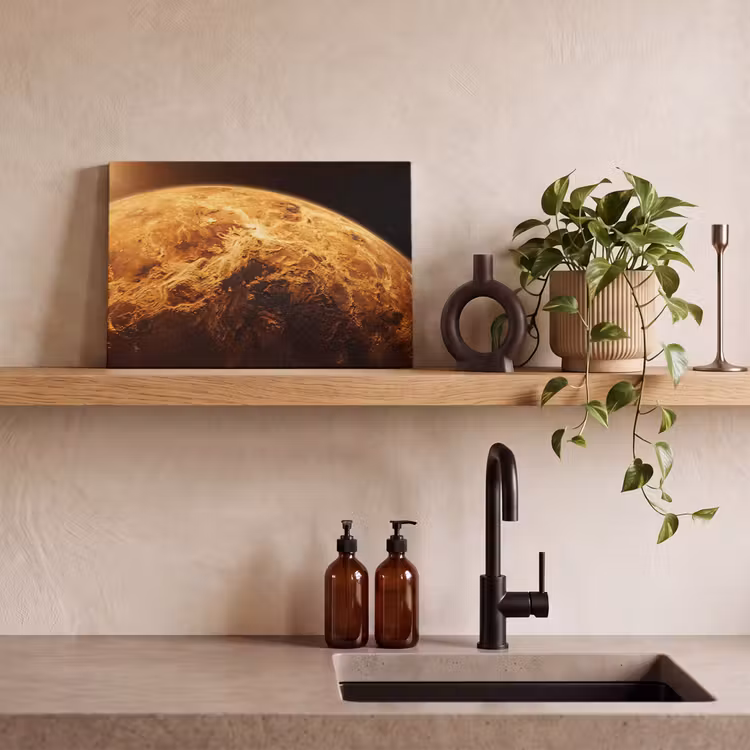 Canvas Print - Planet - Space - Orange - Planeet - Ruimte - Oranje canvas 2cm klein