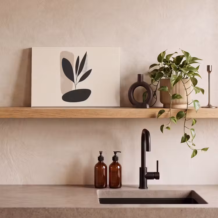 Plant - Beige - Japandi canvas 2cm klein -sfeer3