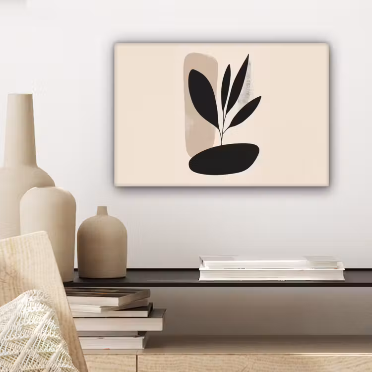 Plant - Beige - Japandi canvas 2cm klein -sfeer6