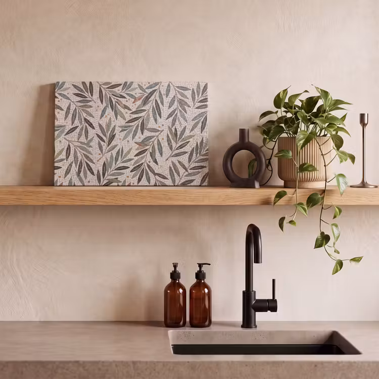 Plant - Blad - Mozaïek - Groen canvas 2cm klein -sfeer3