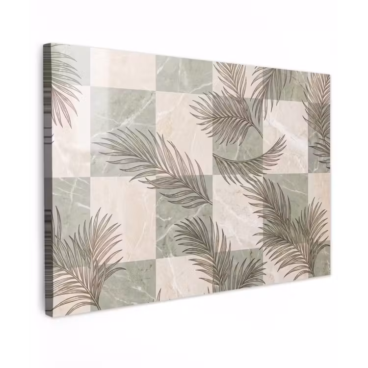 Planten - Bladeren - Marmer - Modern - Groen canvas 2cm klein -z3d
