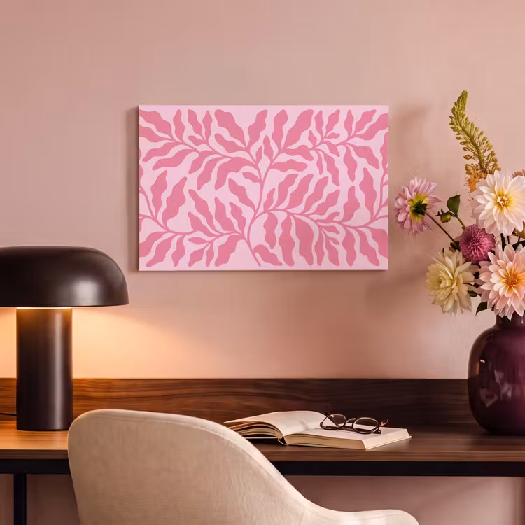 Planten - Organisch - Abstract - Modern - Roze canvas 2cm klein -sfeer4