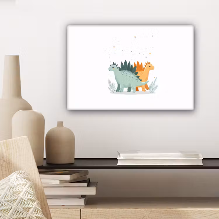 Planten - Sterren - Dinosaurussen - Oranje canvas 2cm klein -sfeer6