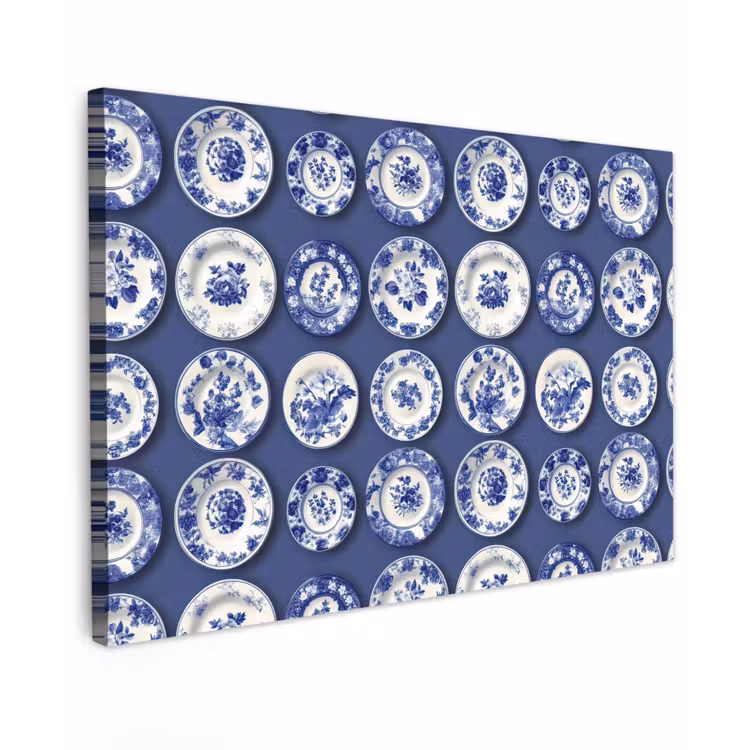 Borden - Floraal - Blauw canvas 2cm klein 34 -z3d