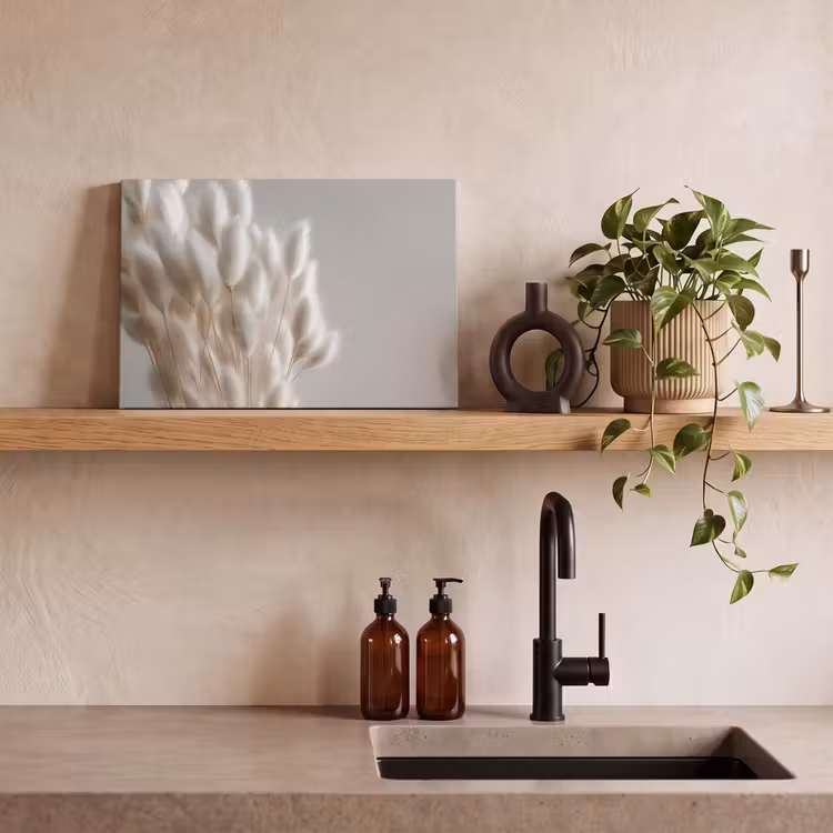 Pluimen - Beige - Minimalistisch canvas 2cm klein -sfeer3