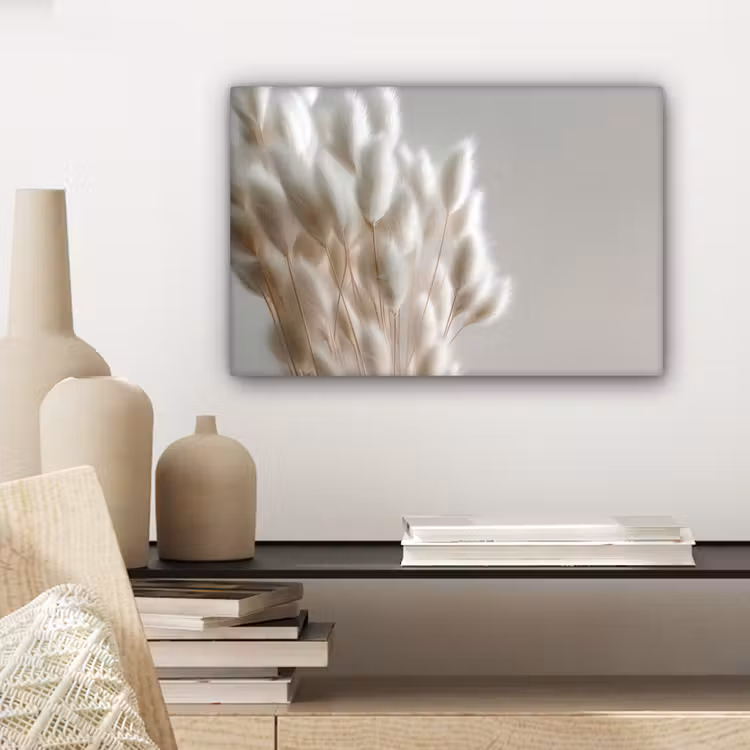 Pluimen - Beige - Minimalistisch canvas 2cm klein -sfeer6