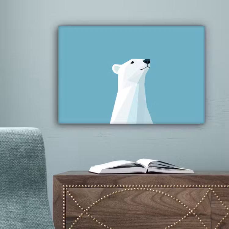 Ijsbeer - Lichtblauw - Minimalistisch canvas 2cm klein -sfeer4