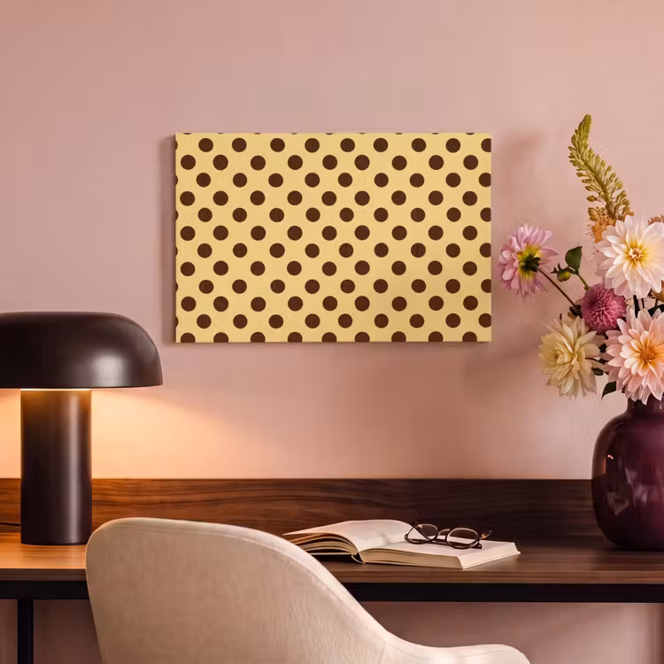Polka Dot - Stippen - Retro - Geel - Bruin canvas 2cm klein 34 -sfeer4