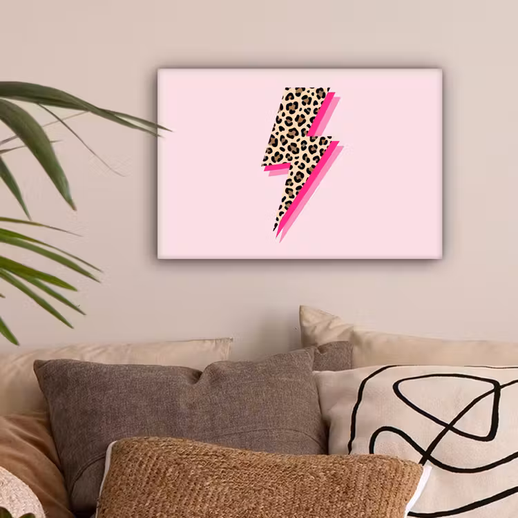 Stippen - Roze - Bliksem canvas 2cm klein -sfeer1