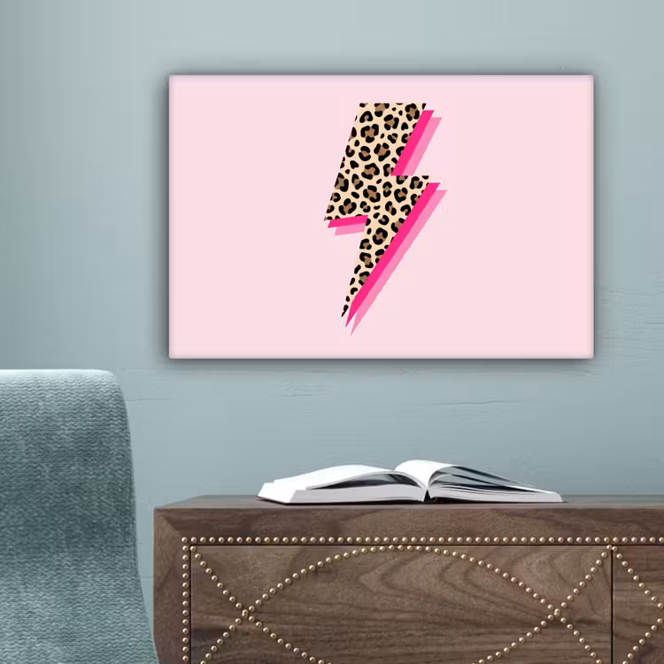 Stippen - Roze - Bliksem canvas 2cm klein -sfeer4