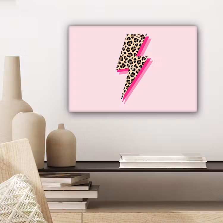 Stippen - Roze - Bliksem canvas 2cm klein -sfeer6