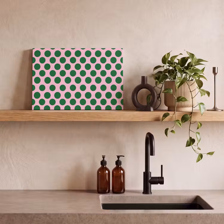 Polkadots - Patroon - Groen canvas 2cm klein 34 -sfeer3