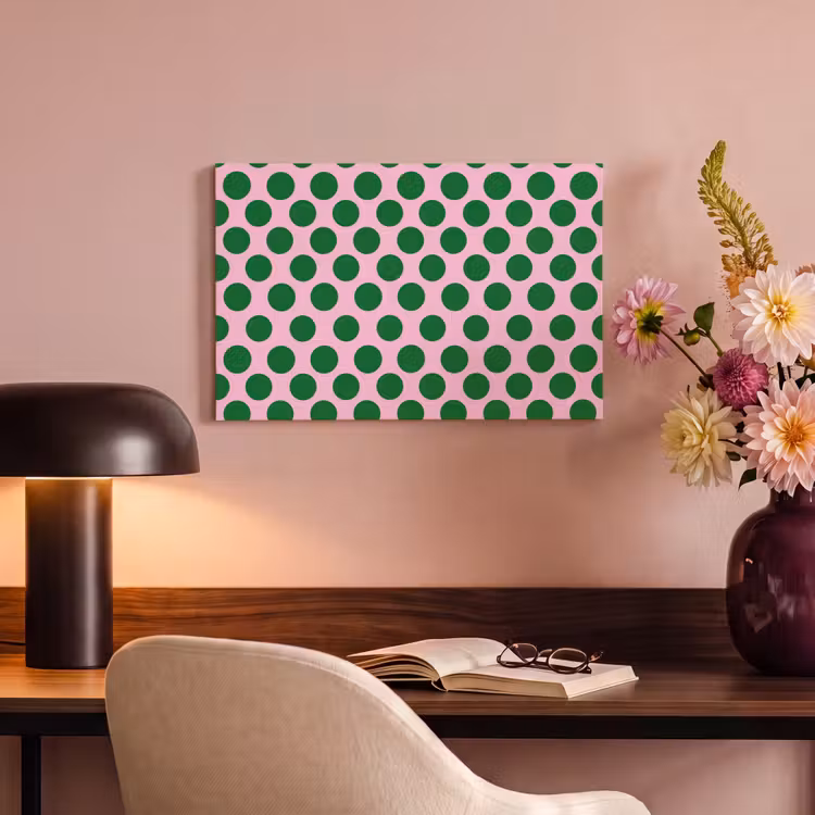 Polkadots - Patroon - Groen canvas 2cm klein 34 -sfeer4