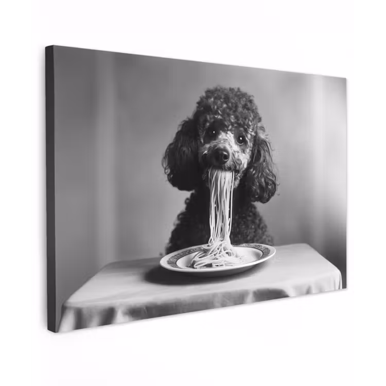 Poedel - Hond - Zwart - Wit - Schattig - Pasta canvas 2cm klein -z3d