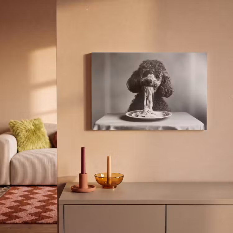 Poedel - Hond - Zwart - Wit - Schattig - Pasta canvas 2cm klein -sfeer1