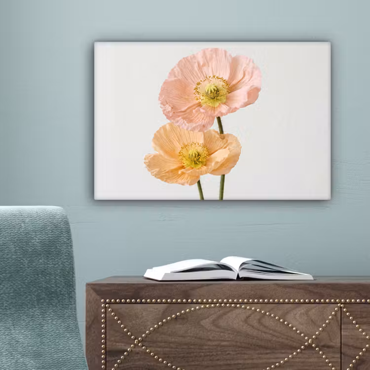 Papavers - Botanisch - Roze canvas 2cm klein -sfeer4