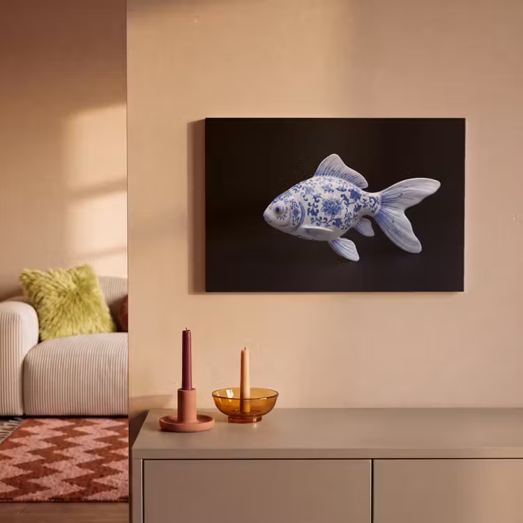Porselein - Goudvis - Delfts - Blauw canvas 2cm klein -sfeer1