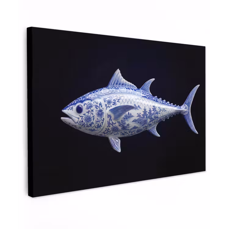 Porselein - Tonijn - Delfts - Blauw canvas 2cm klein -z3d