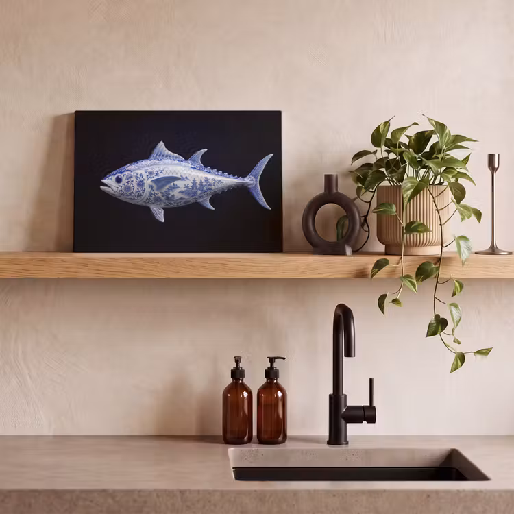 Porselein - Tonijn - Delfts - Blauw canvas 2cm klein -sfeer3