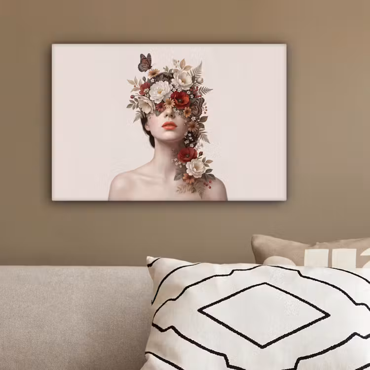 Portret - Bloemen - Cremé canvas 2cm klein -sfeer3