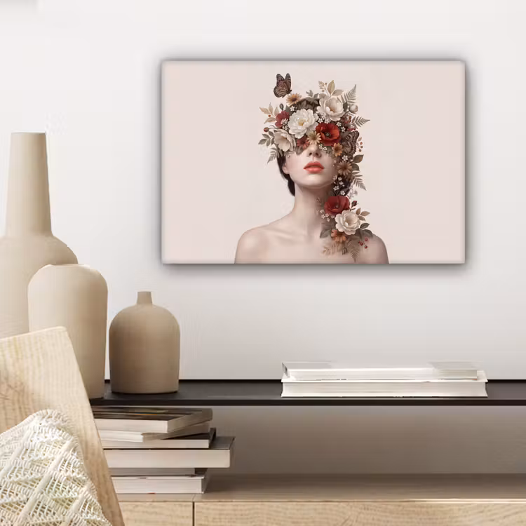 Portret - Bloemen - Cremé canvas 2cm klein -sfeer6