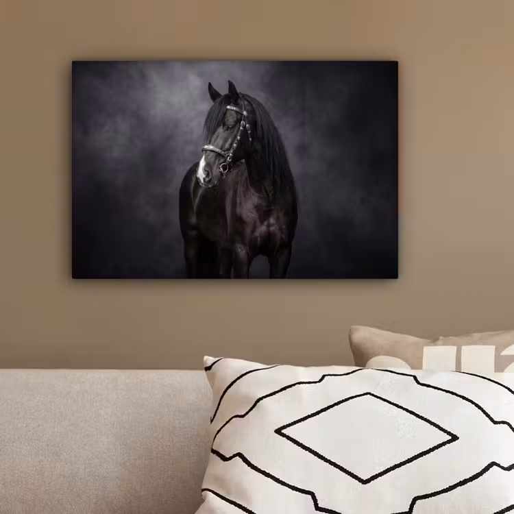 Portret - Paard - Zwart canvas 2cm klein -sfeer3