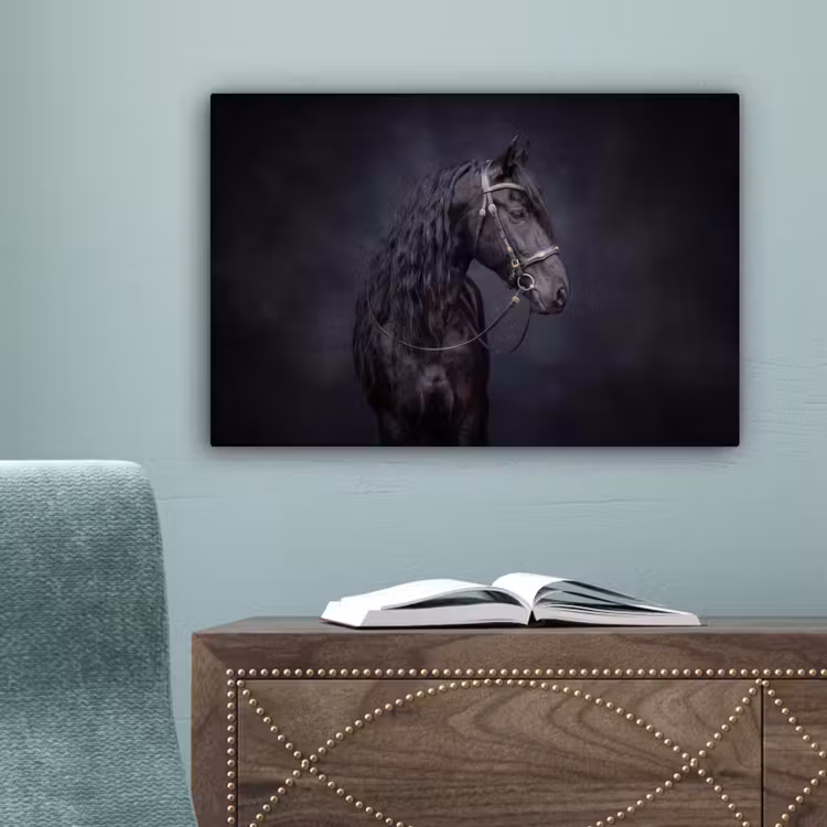 Portret - Paard - Donker canvas 2cm klein -sfeer4