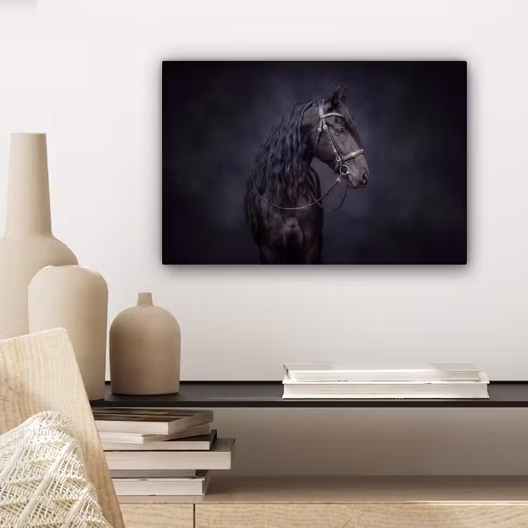 Portret - Paard - Donker canvas 2cm klein -sfeer6