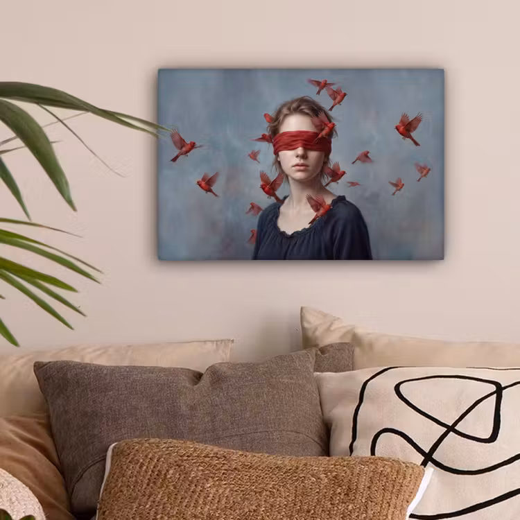 Portret - Krachtig - Rood canvas 2cm klein -sfeer1