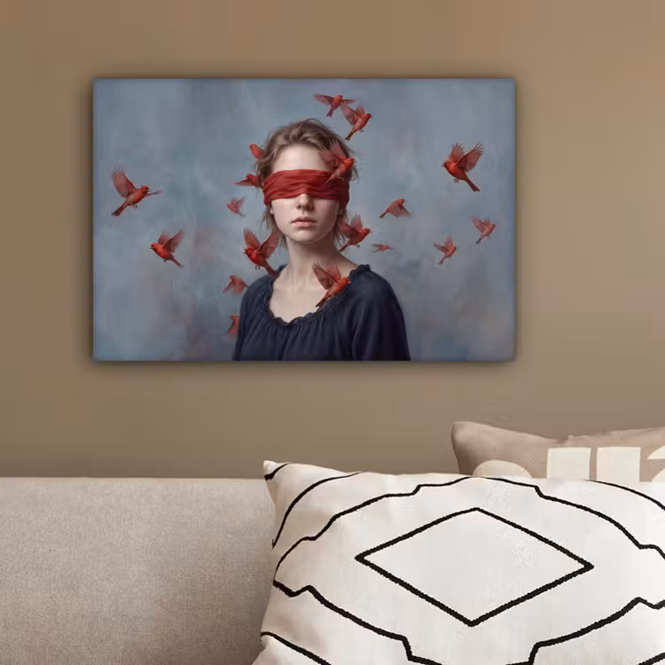 Portret - Krachtig - Rood canvas 2cm klein -sfeer3