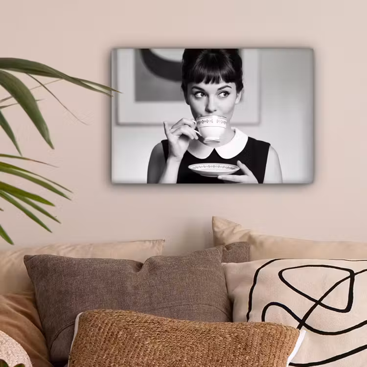 Portret - Thee - Vrouw canvas 2cm klein -sfeer1
