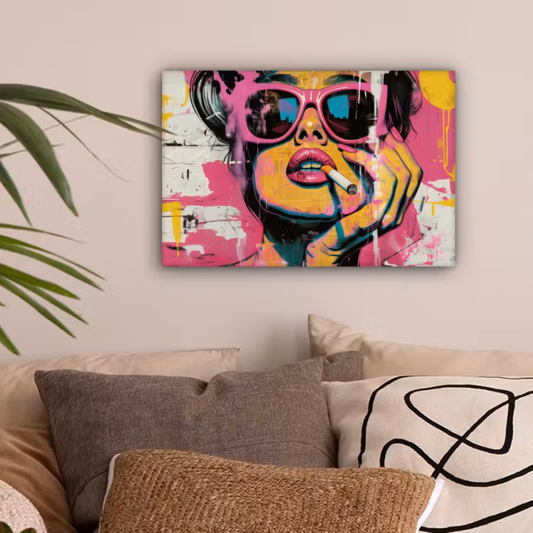 Portret - Vrouw - Abstract - Zonnebril canvas 2cm klein -sfeer1