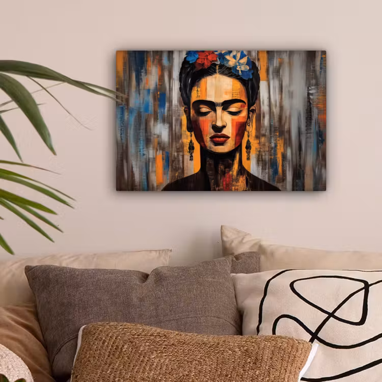 Portret - Vrouw - Bloemen canvas 2cm klein -sfeer1