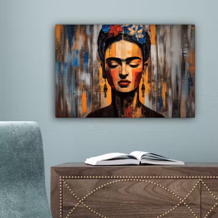 Portret - Vrouw - Bloemen canvas 2cm klein -sfeer4