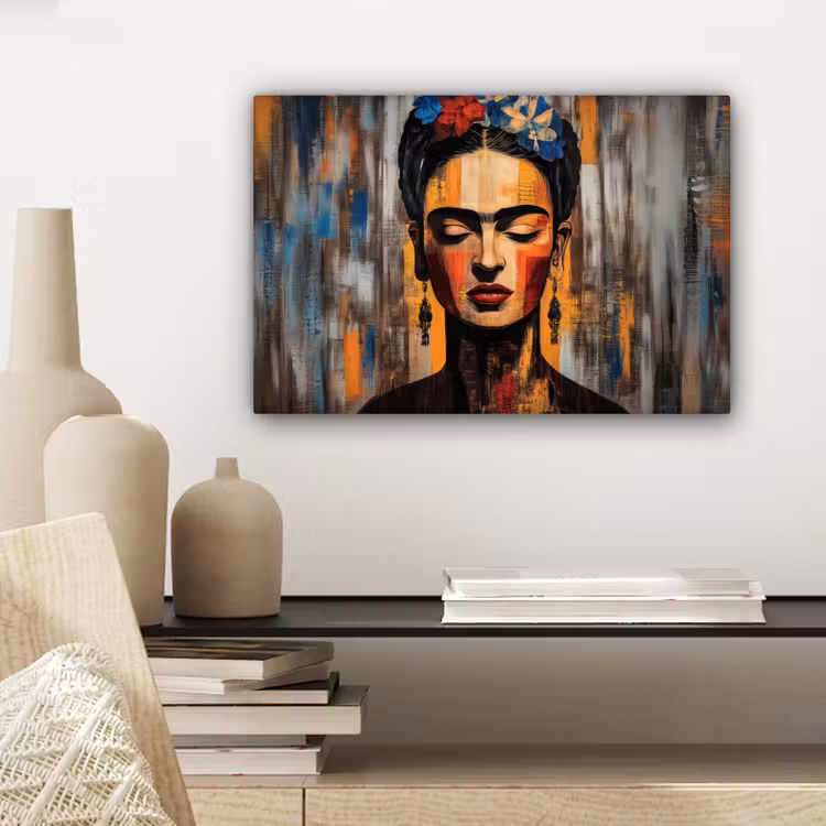 Portret - Vrouw - Bloemen canvas 2cm klein -sfeer6