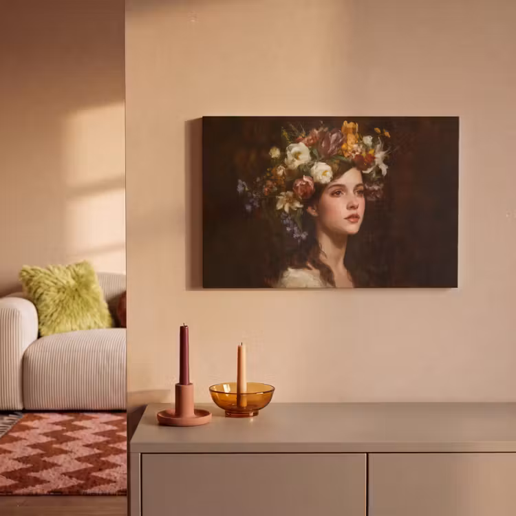 Portret - Vrouw - Bloemen canvas 2cm klein -sfeer1